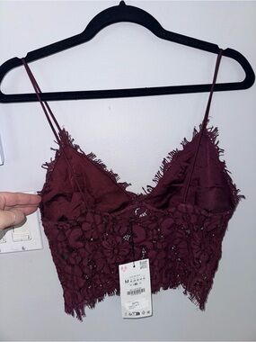 Zara Burgundy Lace Cropped Bralette